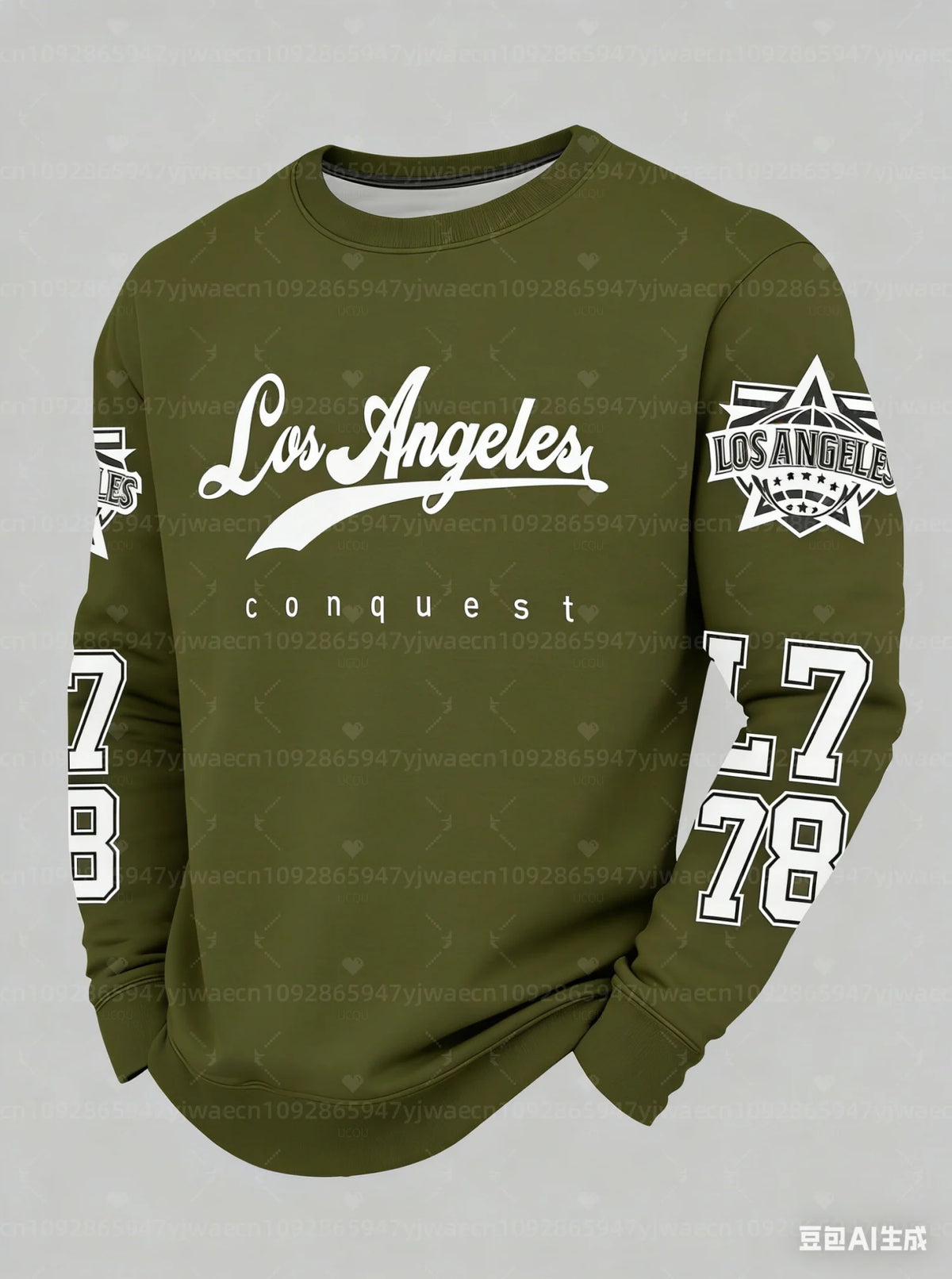 2026 Mens Long Sleeves LOS ANGELES 78 Print Men's Sweatshirt O -Neck Long Sleeve Pullover Hoodies Men WOMEN  Sports Hoodies