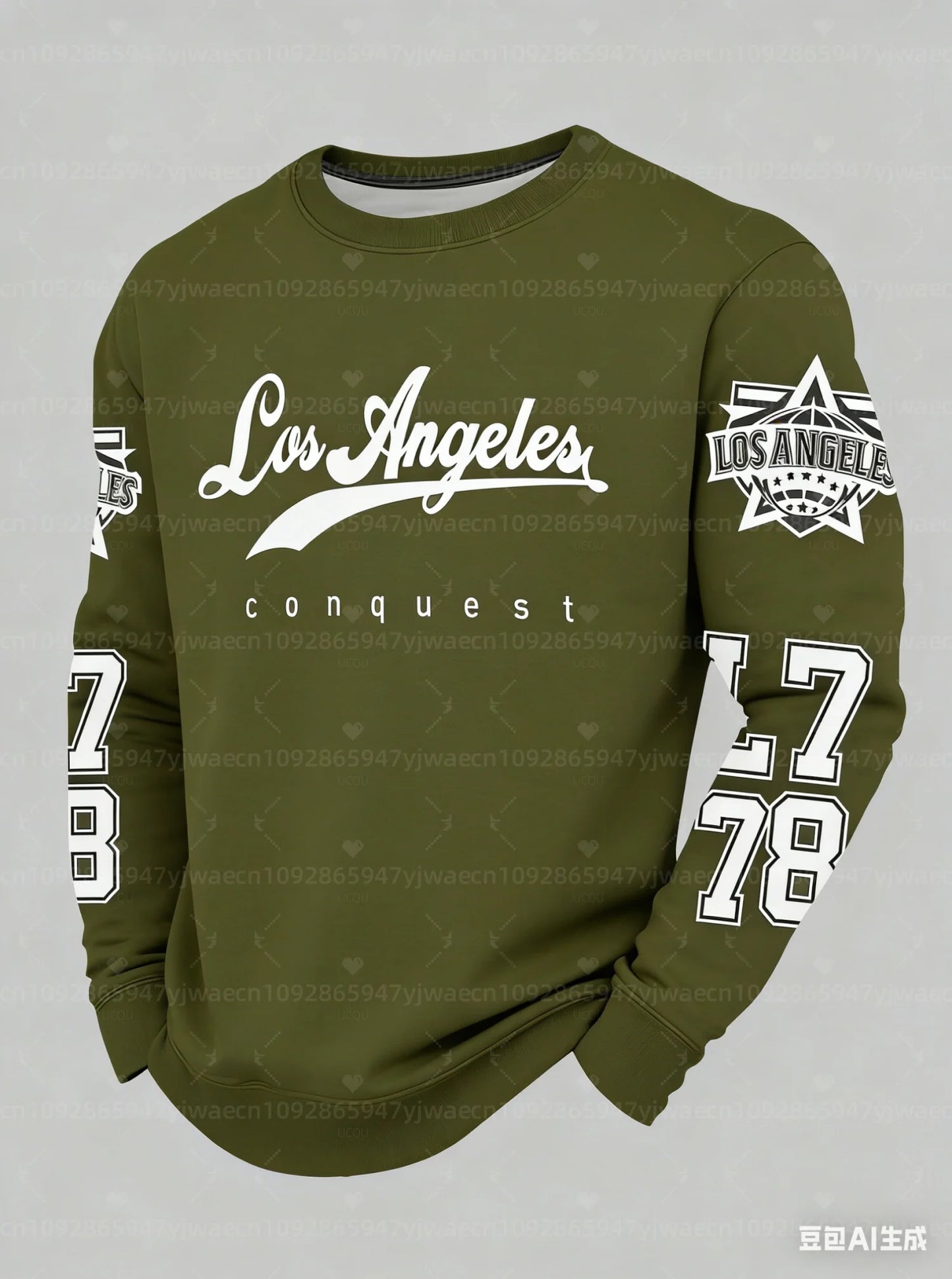 2026 Mens Long Sleeves LOS ANGELES 78 Print Men's Sweatshirt O -Neck Long Sleeve Pullover Hoodies Men WOMEN  Sports Hoodies