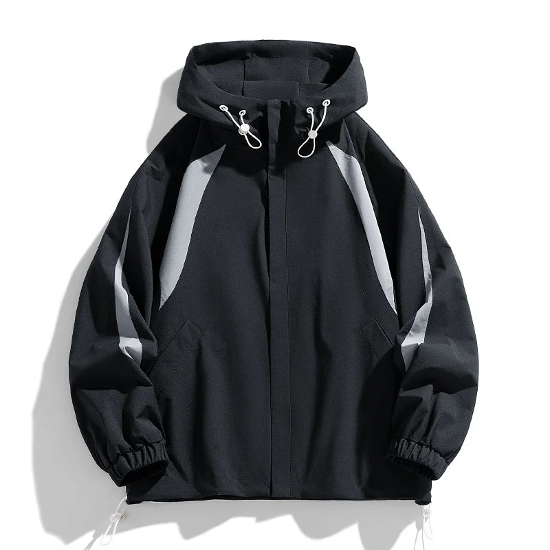 New Autumn And Winter Men'S Hooded Fashionable And Versatile Jacket For Teenagers Loose And Casual Outdoor Color Blocked Coat