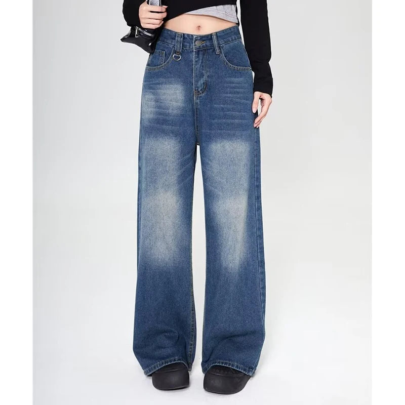 Summer Men Baggy Jeans Unisex Vintage American Style Straight Wide Leg Denim Pants Fashion Brand Hot Sale Casual Trousers
