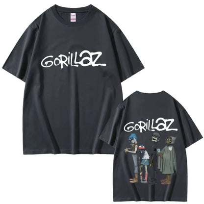 Hot Alternative Rock Band Gorillaz Graphic T-shirts Men Women Hip Hop Fashion T Shirt Summer Male Casual Soft Cotton Tshirt Tops