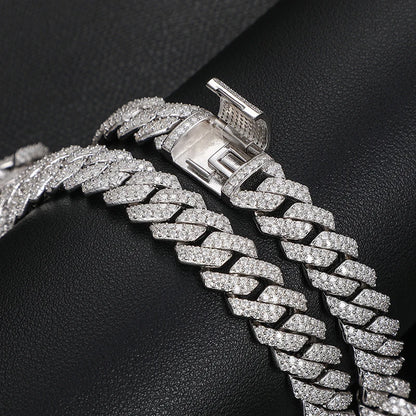 High Quality 14mm Cuban Link Necklace Men Mossanite Sterling Silver 925  Chains Necklaces Hip Hop Jewelry