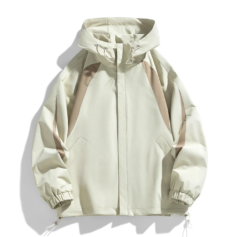 New Autumn And Winter Men'S Hooded Fashionable And Versatile Jacket For Teenagers Loose And Casual Outdoor Color Blocked Coat