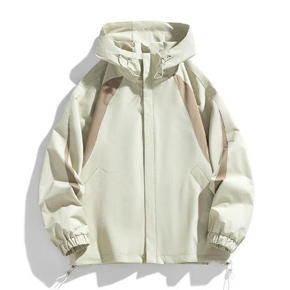 New Autumn And Winter Men'S Hooded Fashionable And Versatile Jacket For Teenagers Loose And Casual Outdoor Color Blocked Coat