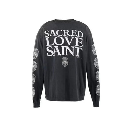 Long Sleeve Washed T-Shirt Casual Cotton Outdoor Wear for Men Comfortable Loose Fit Love Saint Design Spring Season Fashion