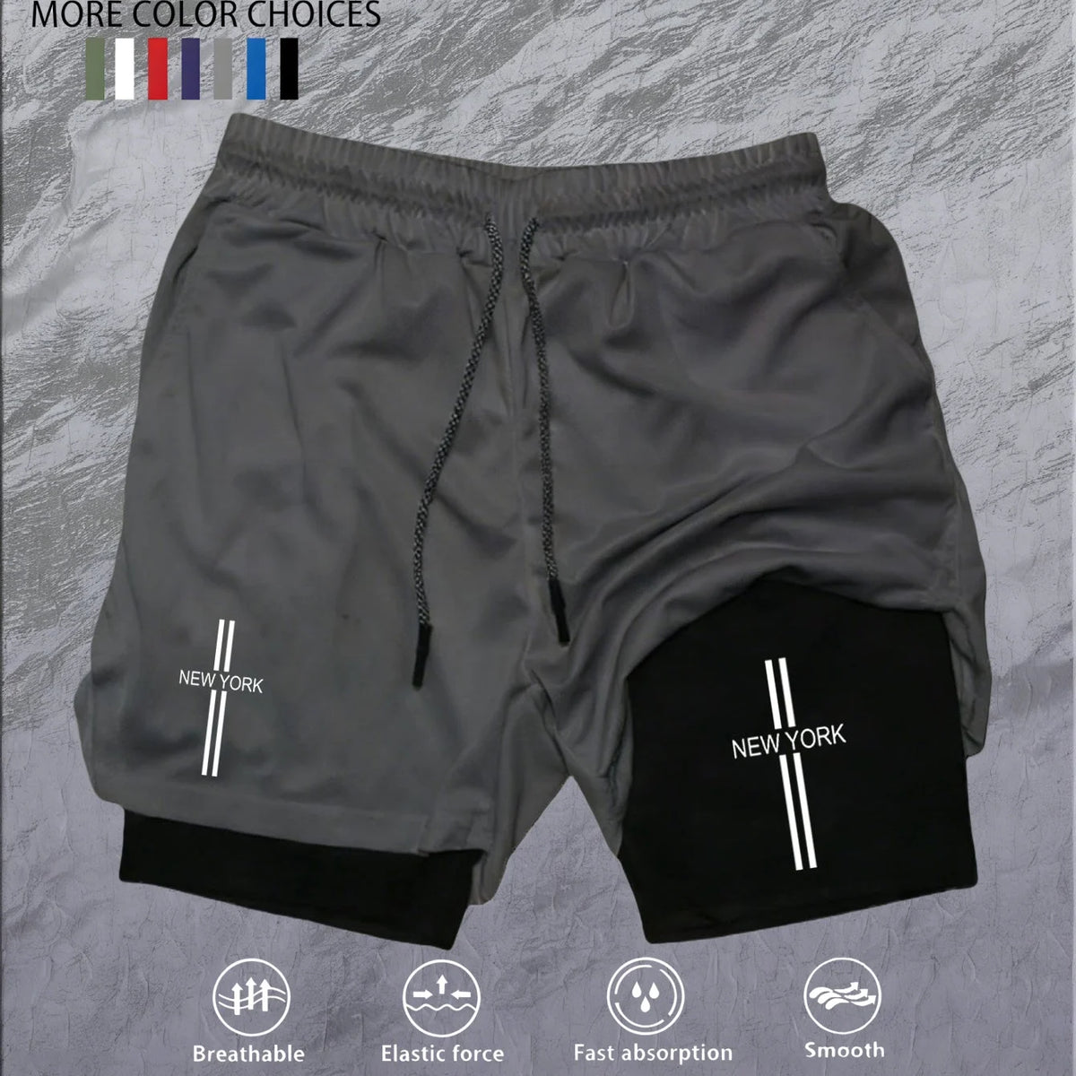 Workout Sports Shorts for Men 2-in-1 Double Deck Marathon Running Comfortable  Fitness Training Pants Racing Gym Wear Jogging