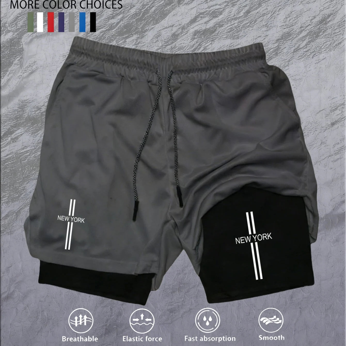 Workout Sports Shorts for Men 2-in-1 Double Deck Marathon Running Comfortable  Fitness Training Pants Racing Gym Wear Jogging