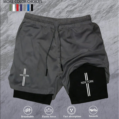 Workout Sports Shorts for Men 2-in-1 Double Deck Marathon Running Comfortable  Fitness Training Pants Racing Gym Wear Jogging