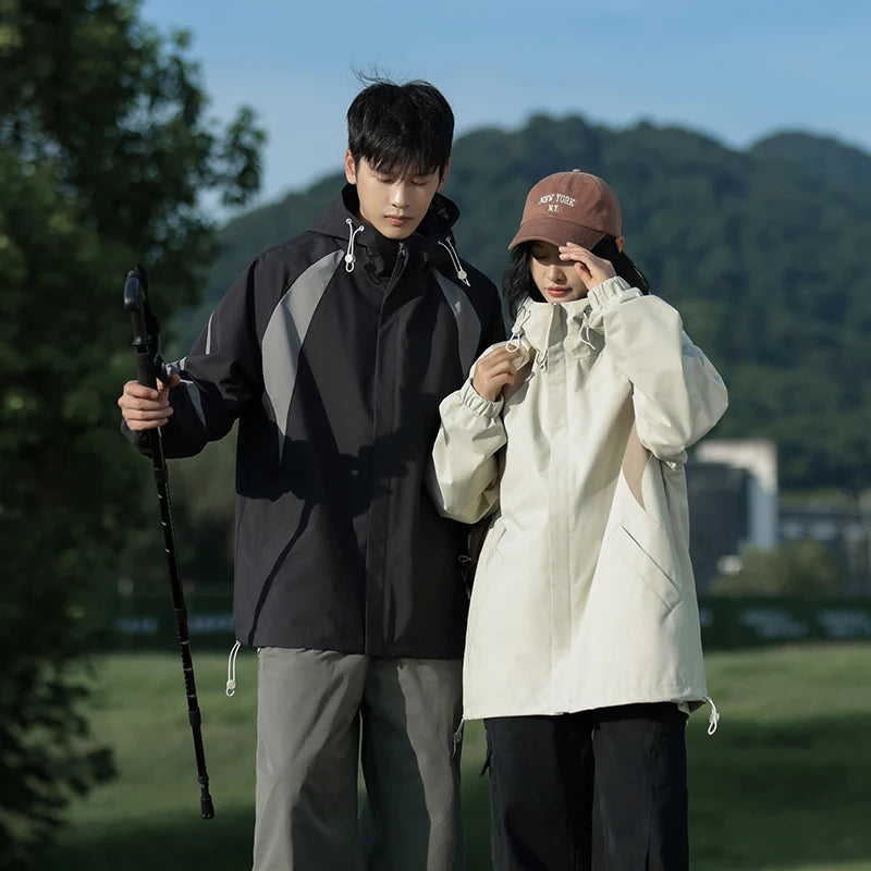 New Autumn And Winter Men'S Hooded Fashionable And Versatile Jacket For Teenagers Loose And Casual Outdoor Color Blocked Coat
