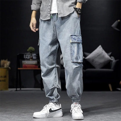 Baggy Jeans big pocket Trousers Male Denim cargo Pants Wide Leg Pant Men's Jeans Loose Casual Streetwear Hip Hop Harajuku 2025