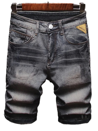 High End Denim Shorts for Men Summer New Business Fashion Thin Stretch Short Casual Pants Male Retro Washed Daily Slim Jeans