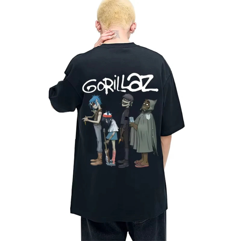 Hot Alternative Rock Band Gorillaz Graphic T-shirts Men Women Hip Hop Fashion T Shirt Summer Male Casual Soft Cotton Tshirt Tops