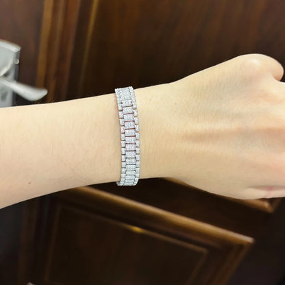IGOTOS 1.2mm Moissanite Watch Chain Bracelet 925 Sterling Silver Certified Women Men Full Diamond Bangle Fine Jewelry