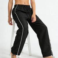 Men's Black Baggy Track Pants White Side Stripe Adjustable Hem Drawstring Four Seasons Outdoor Recreation Trekking Gym Training