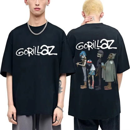 Hot Alternative Rock Band Gorillaz Graphic T-shirts Men Women Hip Hop Fashion T Shirt Summer Male Casual Soft Cotton Tshirt Tops