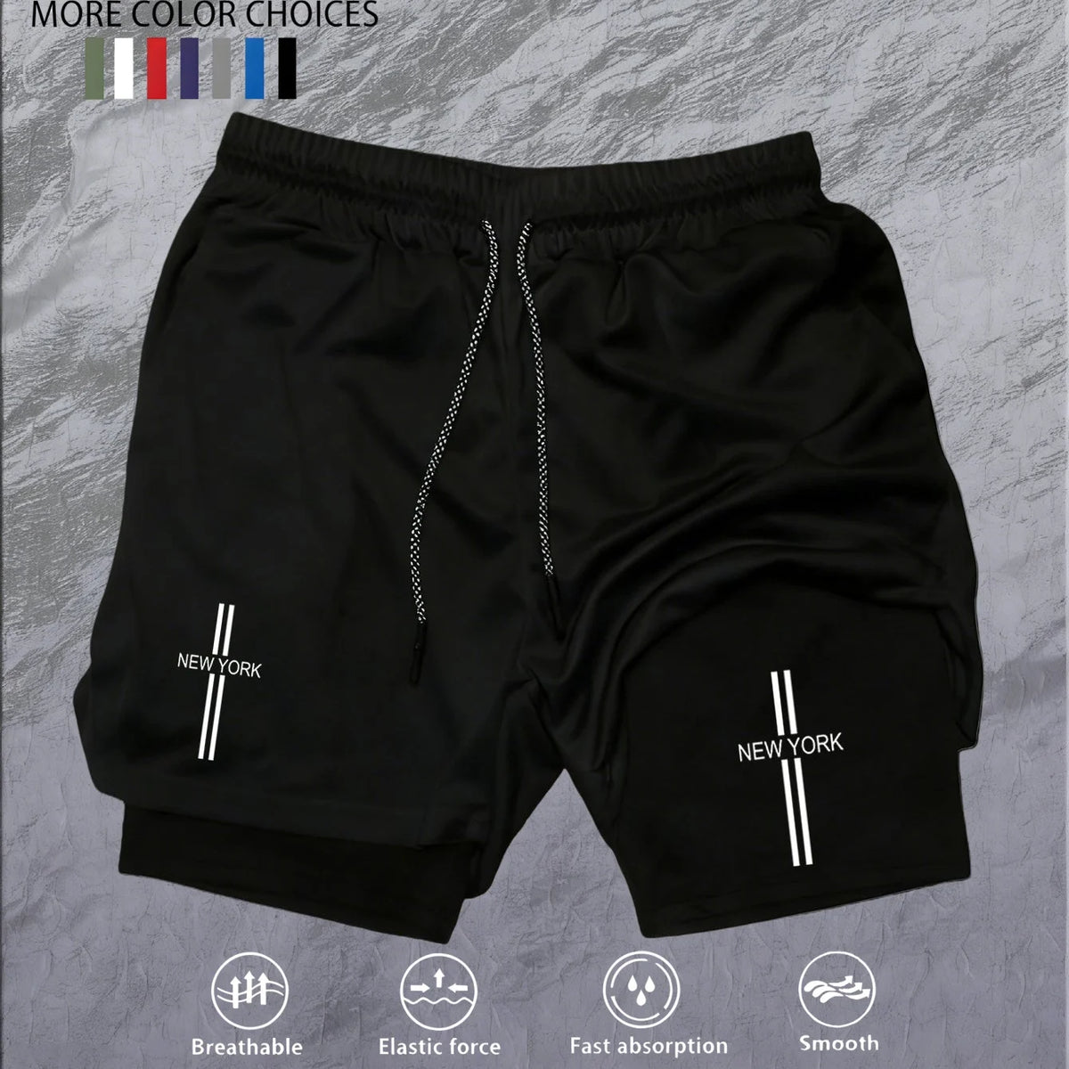 Workout Sports Shorts for Men 2-in-1 Double Deck Marathon Running Comfortable  Fitness Training Pants Racing Gym Wear Jogging