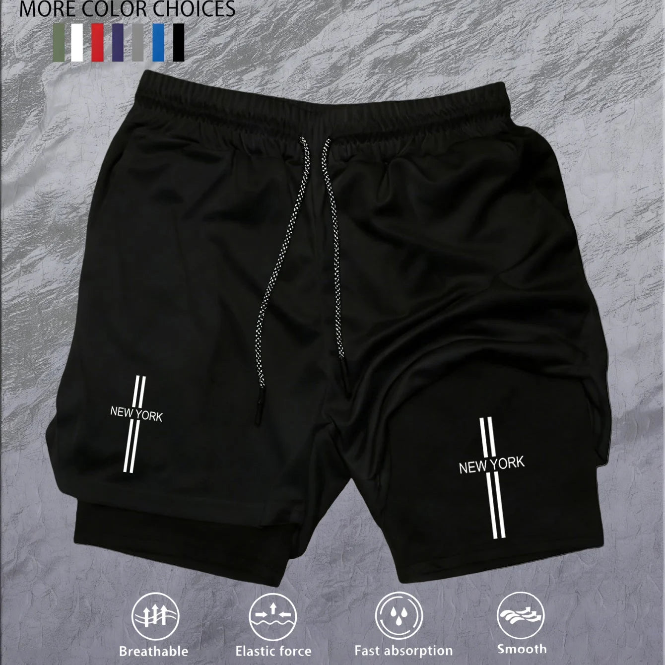 Workout Sports Shorts for Men 2-in-1 Double Deck Marathon Running Comfortable  Fitness Training Pants Racing Gym Wear Jogging