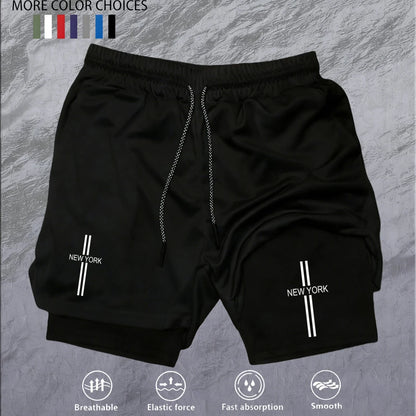 Workout Sports Shorts for Men 2-in-1 Double Deck Marathon Running Comfortable  Fitness Training Pants Racing Gym Wear Jogging